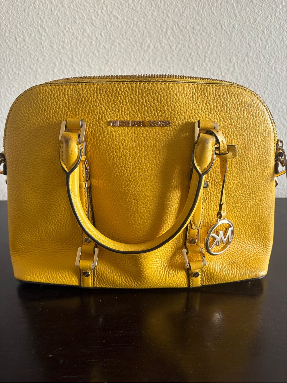 Michael Kors Yellow Pebbled Leather Satchel